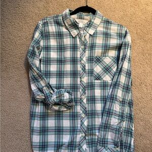 Market & Spruce Teal, White & Teal Plaid Button-Down Shirt